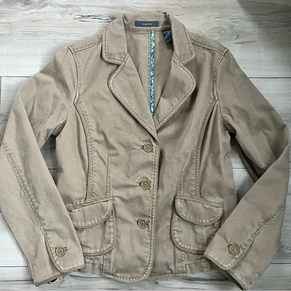 Y2K tan 100% cotton fitted jacket size medium academia heritage blazer Gilmore